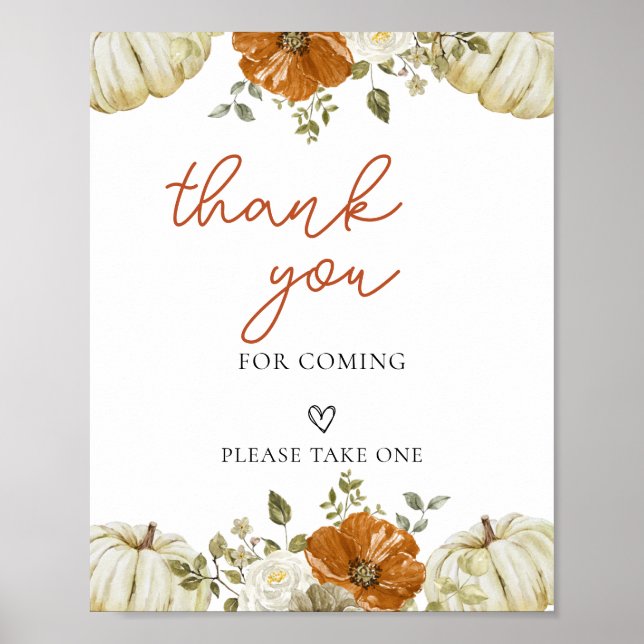 Little Pumpkin Baby Shower Thank you Sign (Front)