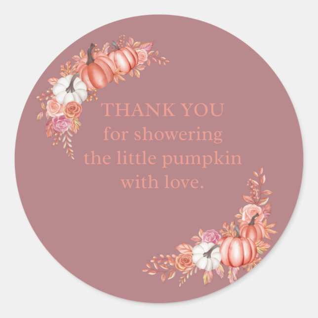 Little Pumpkin Baby Shower Thank You Sticker (Front)