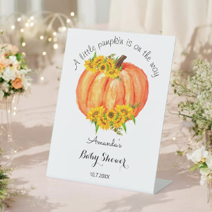 Little Pumpkin Baby Shower Welcome   Pedestal Sign