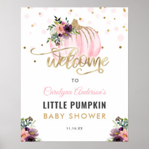 Little Pumpkin Baby Shower Welcome Sign - 16x20