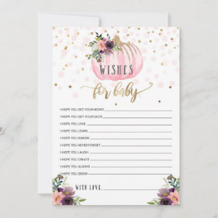 Little Pumpkin Baby Shower Wishes For Baby Advice Card