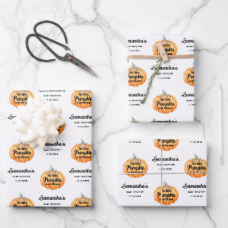 Little Pumpkin Baby Shower Wrapping Paper Sheet
