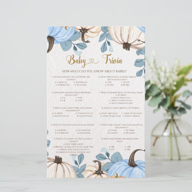 Little pumpkin baby trivia game (Standing Front)