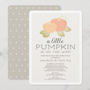 Little Pumpkin Beige Baby Shower by Mail Invitation