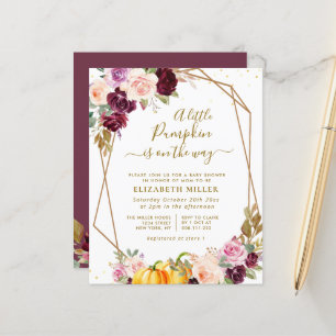 little pumpkin berry floral baby shower invite