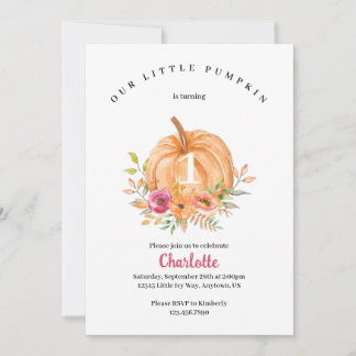 Little Pumpkin Birthday Invitation