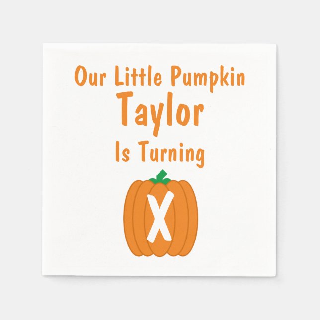 Little Pumpkin Birthday Napkin (Front)