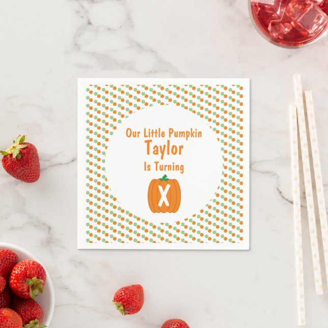 Little Pumpkin Birthday Napkin (Insitu)