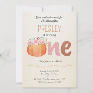 Little Pumpkin Birthday Party Girl Invitation
