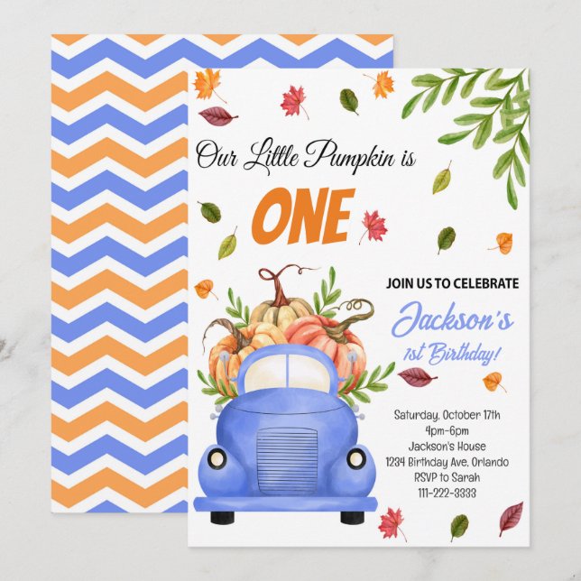Little Pumpkin Birthday Party Invitation (Front/Back)