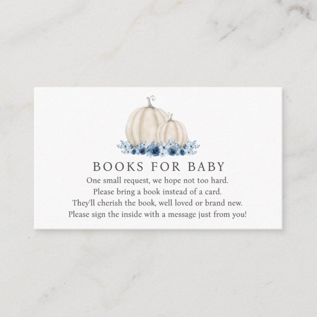 Little Pumpkin Blue Baby Boy Books for Baby Enclosure Card (Front)