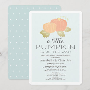 Little Pumpkin Blue Baby Shower by Mail Invitation