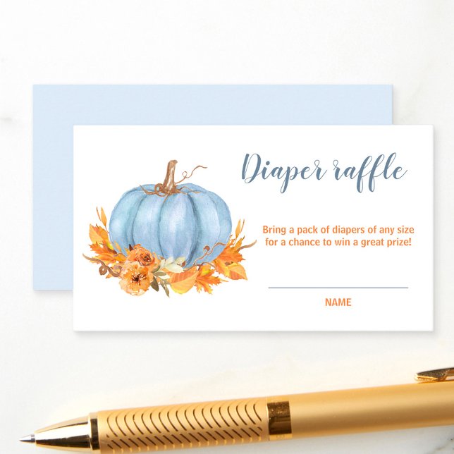 Little Pumpkin Blue Baby Shower Diaper Raffle Card (Little Pumpkin Blue Baby Shower Diaper Raffle Card)