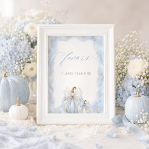 Little Pumpkin Blue Baby Shower Favours Table Sign