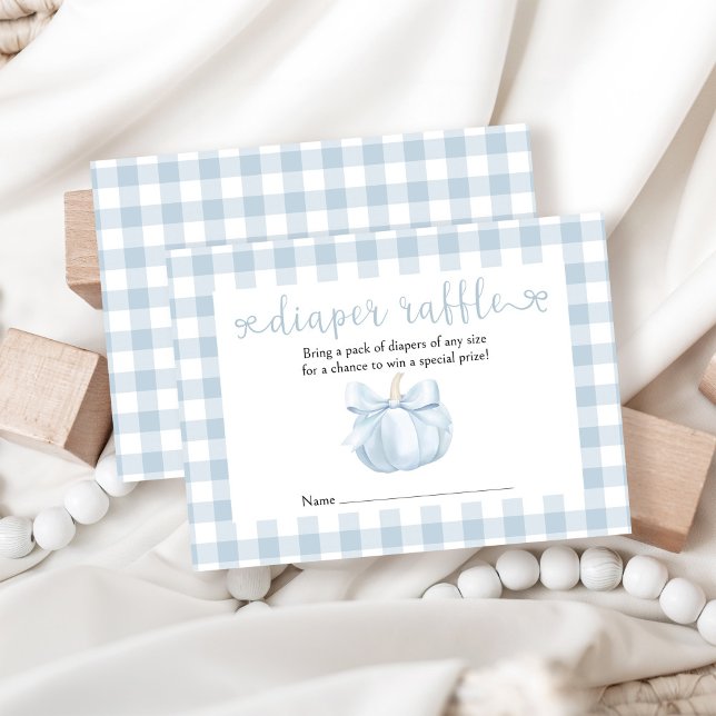 Little Pumpkin Blue Bow Diaper Raffle Enclosure Card (Creator Uploaded)