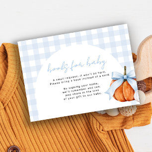 Little pumpkin blue boy baby shower book request enclosure card