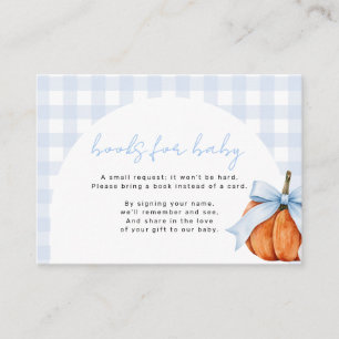 Little pumpkin blue boy baby shower book request enclosure card
