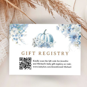 Little Pumpkin Blue Boy Baby Shower Gift Registry Enclosure Card