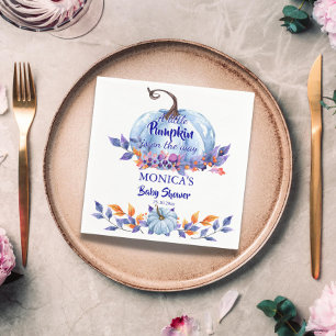 Little pumpkin blue boy baby shower napkin