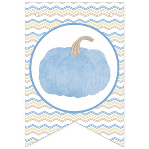 Little Pumpkin Blue Chevron Birthday Party Bunting