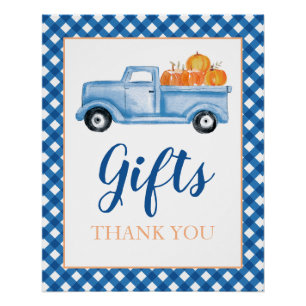 Little Pumpkin blue Fall Birthday Gifts Poster
