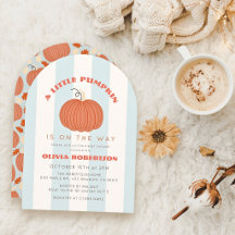 Little Pumpkin Blue Stripes Boy Baby Shower