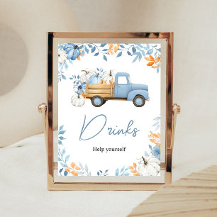 Little Pumpkin Blue Truck Drinks Sign