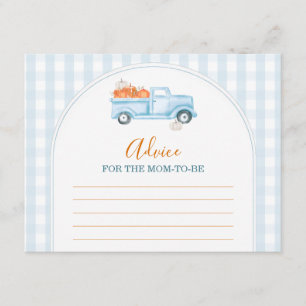 Little Pumpkin Blue Truck Gingham Advice For Mummy Enclosure Card