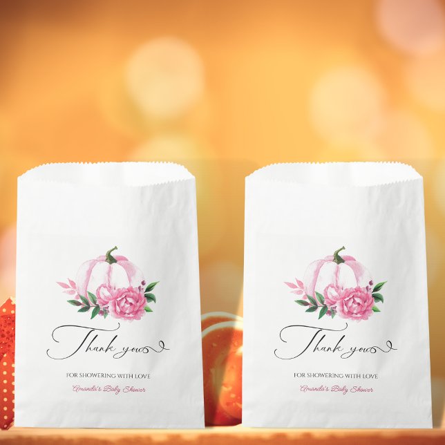 Little Pumpkin Blush Pink Rustic Baby Shower Favour Bags (Creator Uploaded)