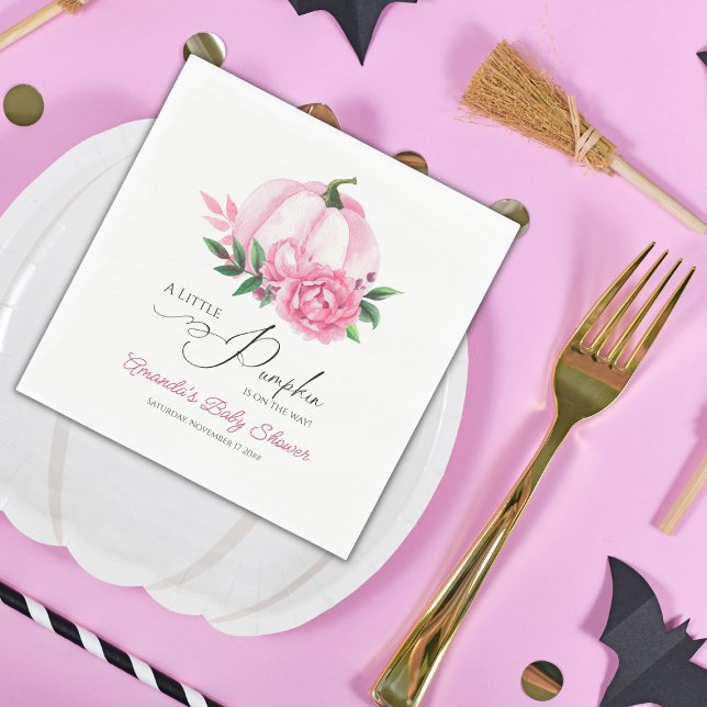 Little Pumpkin Blush Pink Rustic Baby Shower Napkin (Creator Uploaded)