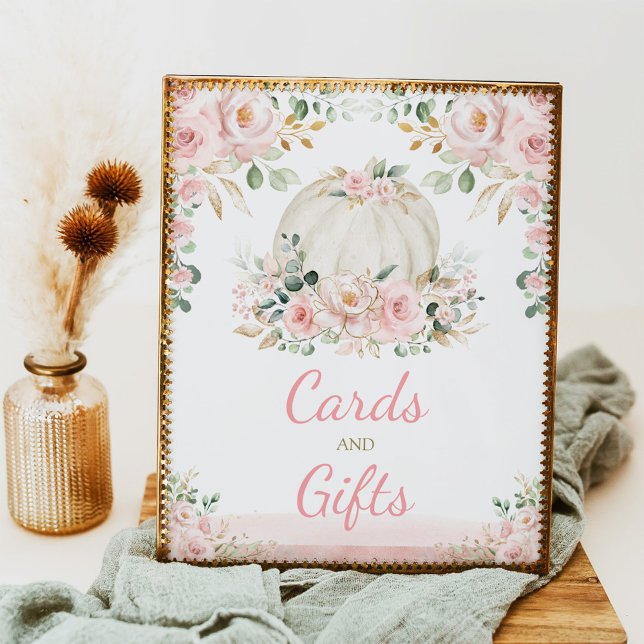 Little Pumpkin Blush Rose Gold Cards & Gifts Sign (Creator Uploaded)