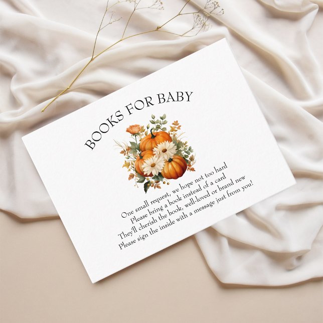 Little Pumpkin Boho Baby Shower Books for Baby Enclosure Card (Books for baby - fall baby shower, little pumpkin is on the way)