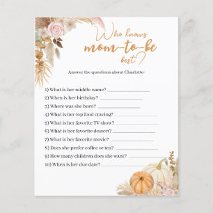 Little Pumpkin Boho Baby Shower Game Card