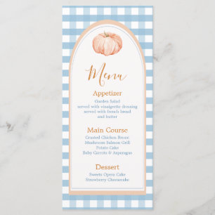 Little Pumpkin Boho Blue Gingham Birthday Menu