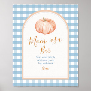 Little Pumpkin Boho Blue Gingham Mum-osa Bar Poster