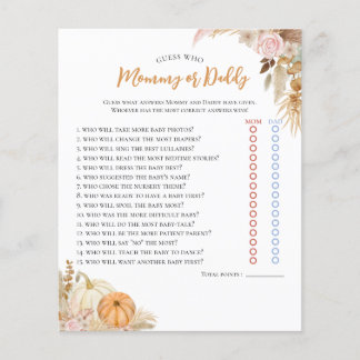 Little Pumpkin Boho Fall Floral Baby Shower Game