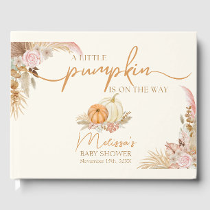Little Pumpkin Boho Fall Floral  Guest Book