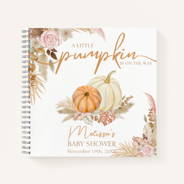 Little Pumpkin Boho Fall Floral  Notebook (Front)