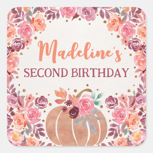 Little Pumpkin Boho Floral 2nd Bday Sticker (Front)