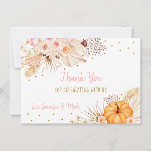 Little Pumpkin Boho Floral Thank You Card