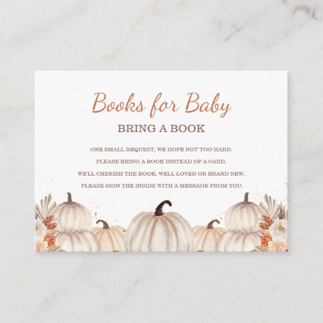 Little Pumpkin Books for Baby, Baby Shower  Enclosure Card (Front)
