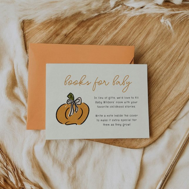 Little Pumpkin Books for Baby Baby Shower  Enclosure Card (Cute pumpkin baby shower books for baby enclosure card.)