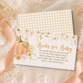 Little Pumpkin Books For Baby Fall Baby Shower Enclosure Card