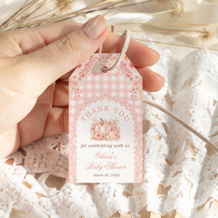 Little Pumpkin Bow Floral Baby Shower Thank You Gift Tags