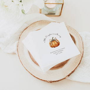 Little Pumpkin Bow Minimal Neutral Baby Shower Napkin