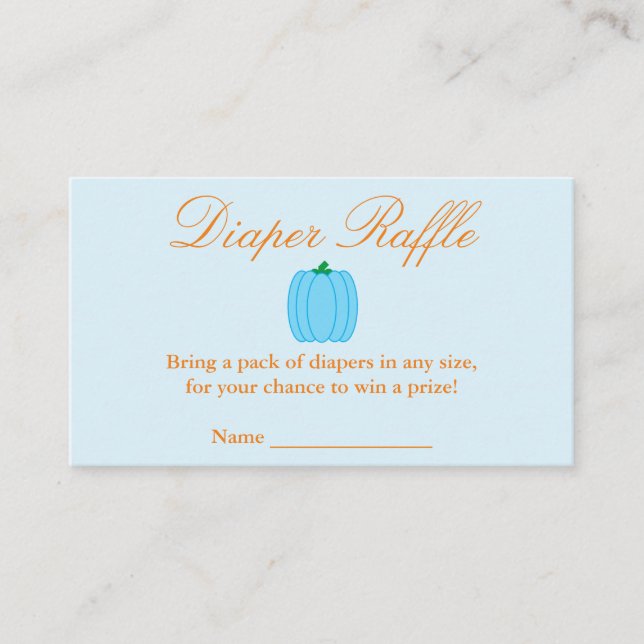 Little Pumpkin Boy Baby Shower Diaper Raffle Card (Front)