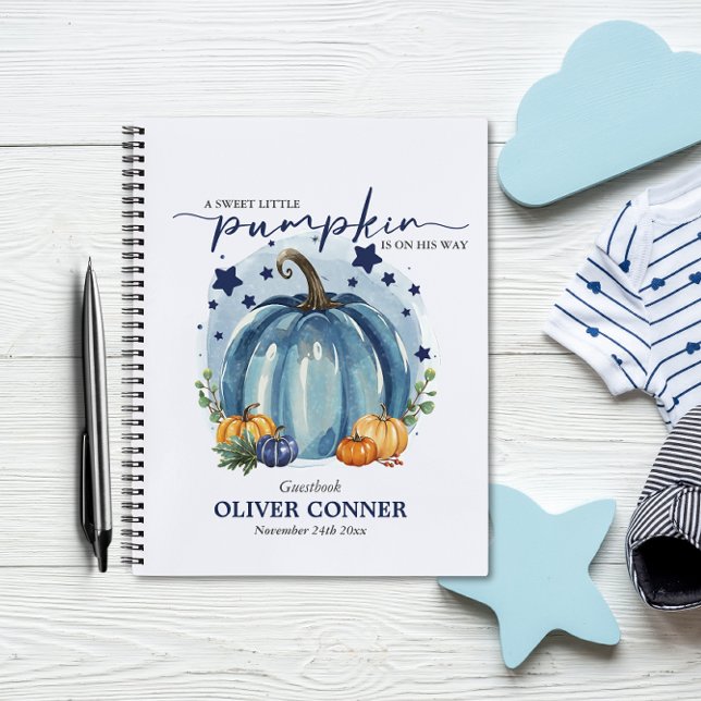 Little Pumpkin Boy Baby Shower Guest Gift List   Notebook (Creator Uploaded)
