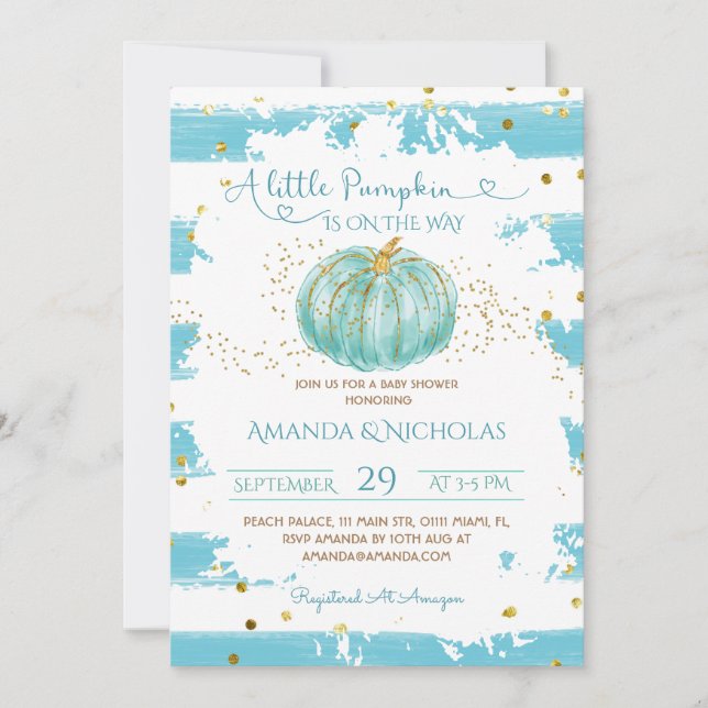Little Pumpkin Boy Baby Shower Invitation (Front)