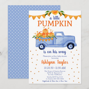 Little Pumpkin Boy Baby Shower Invitation