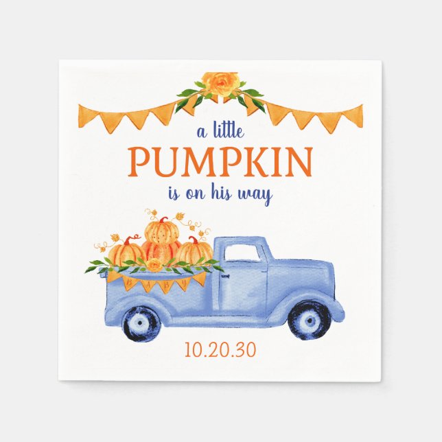 Little Pumpkin Boy Baby Shower Napkins (Front)